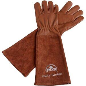 Thorn Resistant Leather Garden Gloves Long Pruning Cowhide Work Gloves